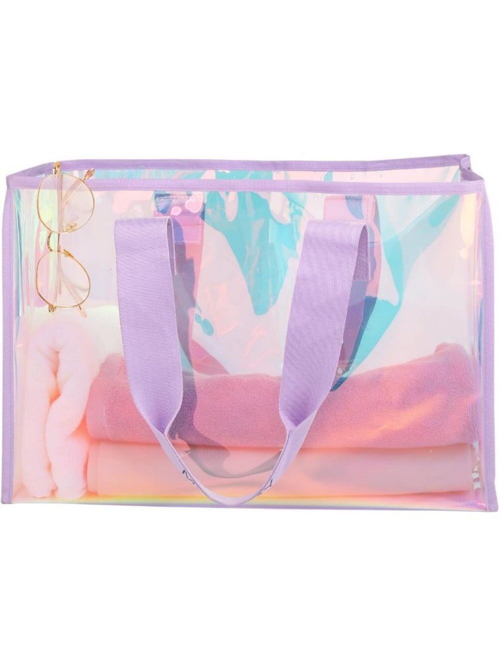 Iridescent Clear Beach Bag for Women | Summer Cruise Essentials Tote Bag